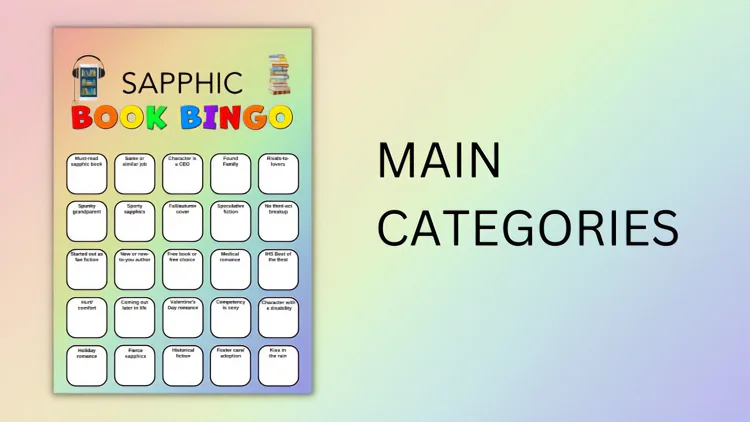 Sapphic Book Bingo 2024 main categories banner